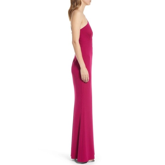 Katie May Edgy Cutout One Shoulder Gown Magenta Size M NWT - Picture 4 of 12